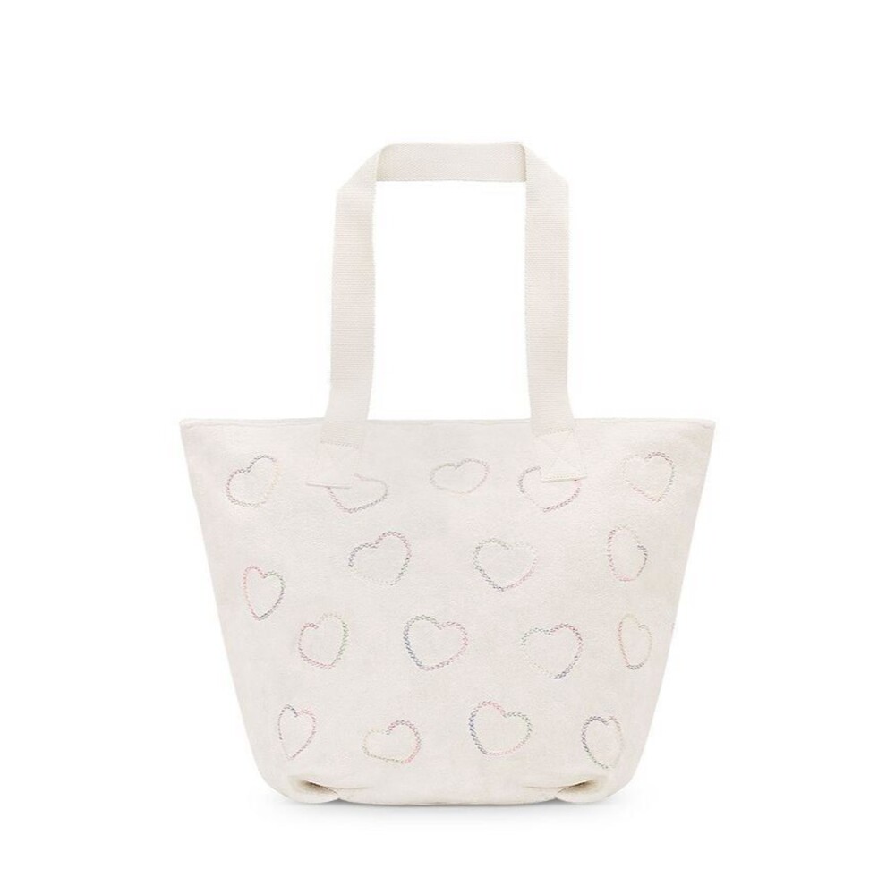 STONEY CLOVER LANE TERRY EMBROIDERED HEARTS ZIP TOP TOTE NWT